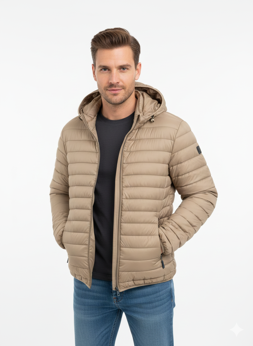 Piumino cappuccio Beige