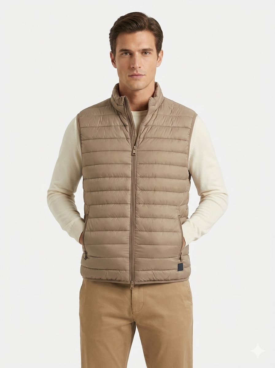 Piumino Smanicato Beige
